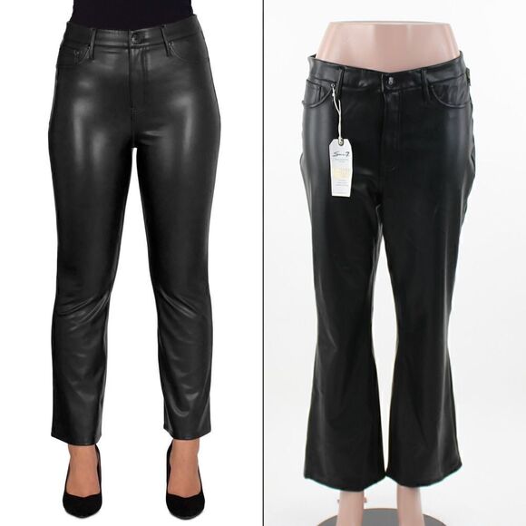 Seven7 Cropped Faux-Leather Pants Black - Picture 1 of 5